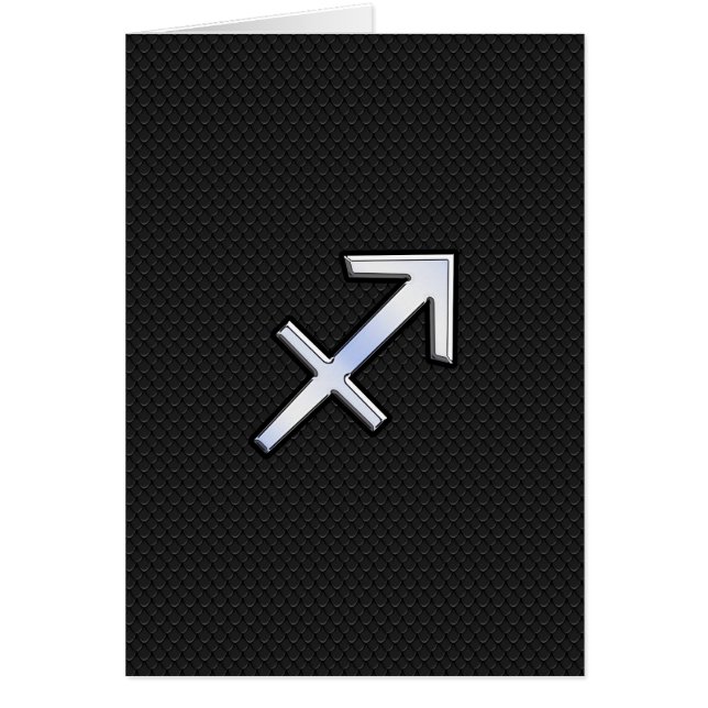 Cartão Símbolo Zodíaco Sagitário na pele de cobra preto (Frente)