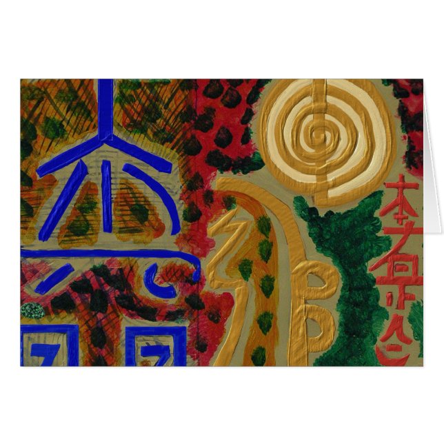 Cartão Símbolos curas principais de REIKI - texto da (Frente Horizontal)