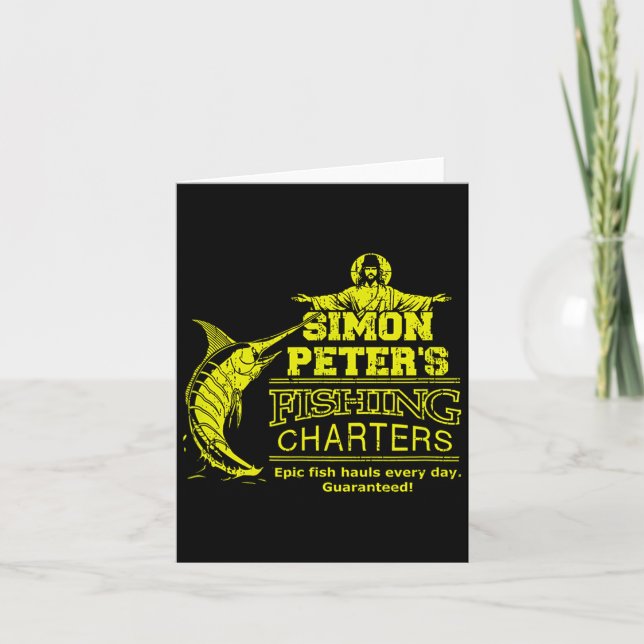 Cartão Simon Peter's Fishing Charters Funny Jesus Christ  (Frente)