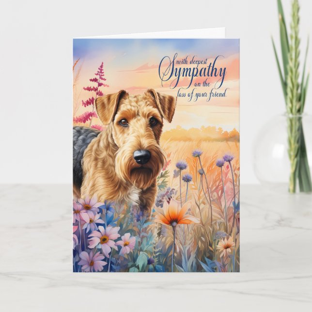 Cartão Simpatia Airedale Terrier Dog Wildflower Meadow (Frente)