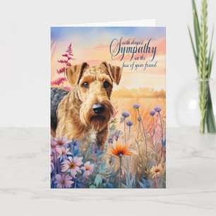 Cartão Simpatia Airedale Terrier Dog Wildflower Meadow