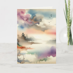 Cartão Simpatia Árvores De Aquarela Em Mist