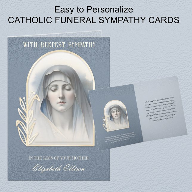 Cartão Simpatia Católica Religiosa Virgem Maria Condolênc (Traditional Catholic Funeral Sympathy Cards with the Blessed Virgin Mary, Our Lady of Sorrows. )