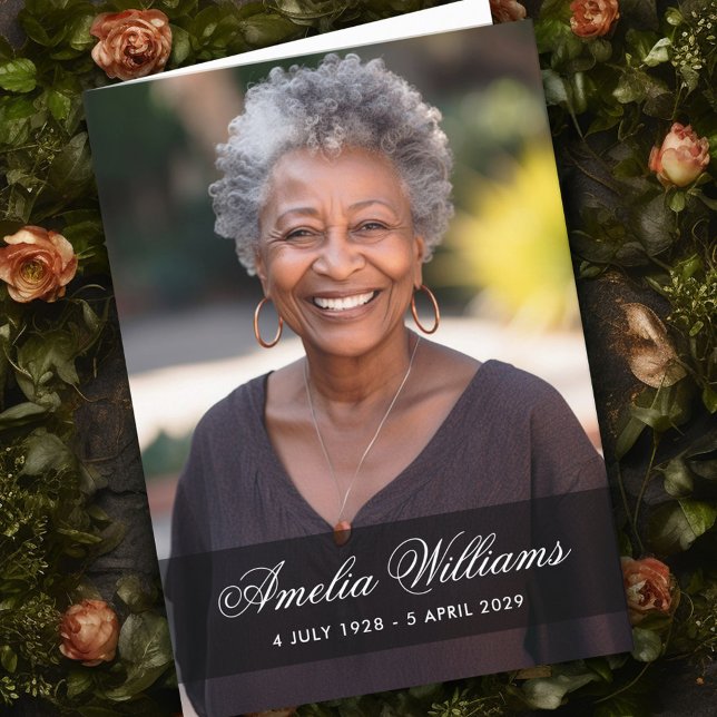 Cartão Simpatia com fotos de cheio, obrigado de luto que  (Full photo sympathy bereavement thank you folded card)