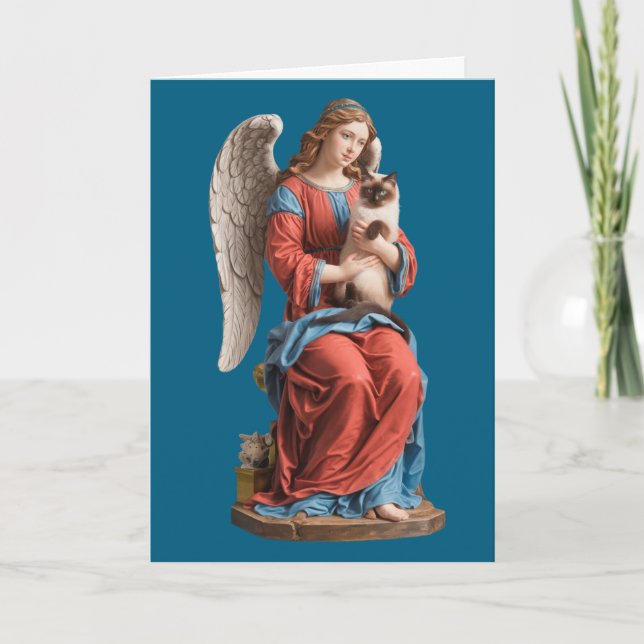 Cartão Simpatia de Gato Siamês e Anjo (Frente)