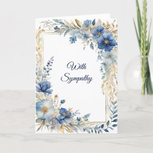 Cartão Simpatia Dourada Floral Elegante Azul