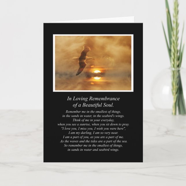 Cartão Simpatia Espiritual Poema com Mar e Aves (Frente)