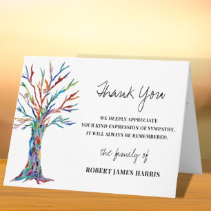 Cartão Simpatia Memorial Funeral Obrigado