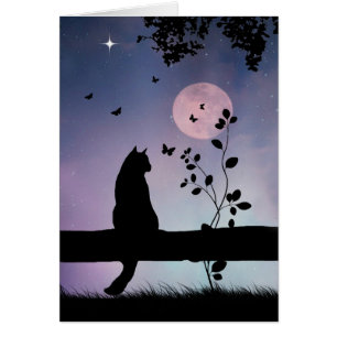 Cartão Simpatia Metafísica Espiritual de Gato e Borboleta