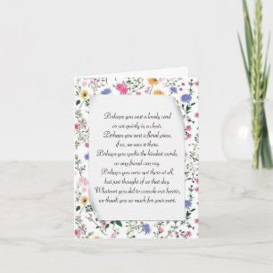 Cartão Simpatia Obrigado Flores Selvagens Com Poema