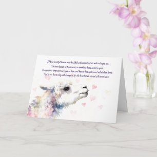 Cartão Simpatia pela Perda de Alpaca com um Poema Espirit