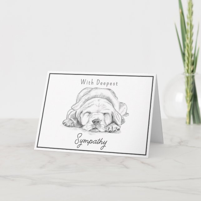 Cartão Simpatia por perda de cães Cinza branca Desenhada (Frente)