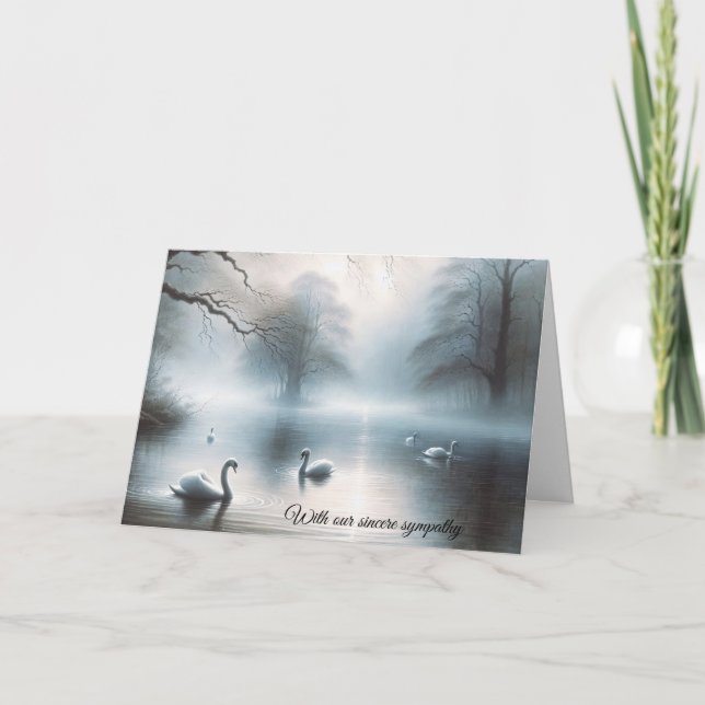 Cartão Simpatia Swans On Misty Lake (Frente)