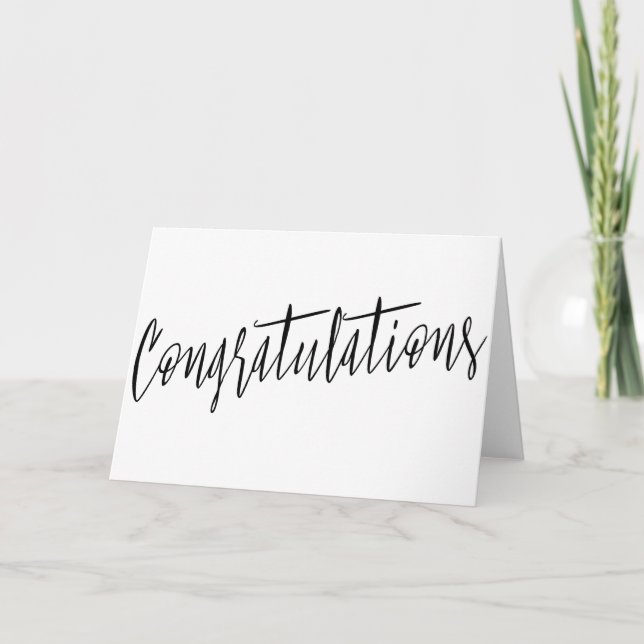 Cartão Simple and beautiful calligraphy "Congratulations" (Frente)