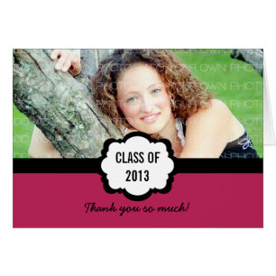 Cartão Simple Chic Graduation Thank You Card, Fuchsia