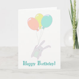 Cartão Simple cute bunny with ballons