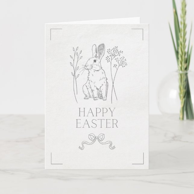 Cartão Simple & cute Easter bunny Easter card (Frente)