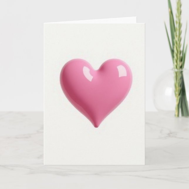 Cartão Simple Glossy Pink Heart Card (Frente)