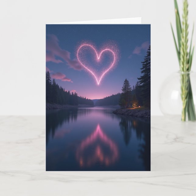 Cartão Simple Glowing Heart Reflection Card (Frente)
