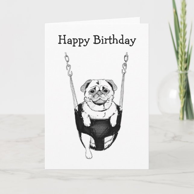 Cartão Simple Happy Birthday pug in swcard (Frente)