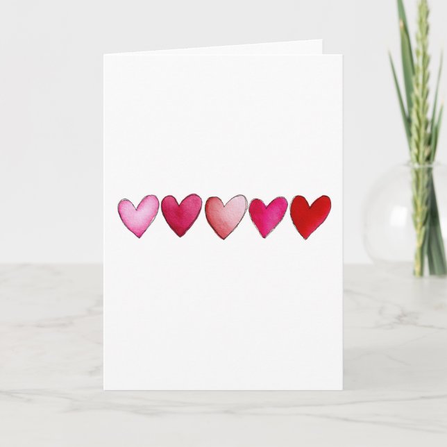 Cartão Simple Hearts Hand Drawn Minimalistic Valentine's  (Frente)
