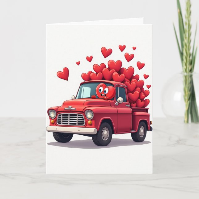 Cartão Simple Love Truck Hearts Card (Frente)