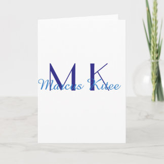 Cartão simple minimal monogram personalized name blue ret