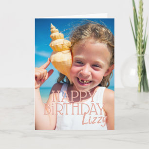 Cartão Simple Modern Custom Photo Birthday Greeting