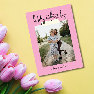 Cartão Simple Modern Script 2 Photo Happy Mother's Day