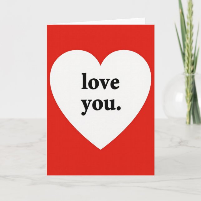 Cartão Simple Red White Love You Heart Card (Frente)