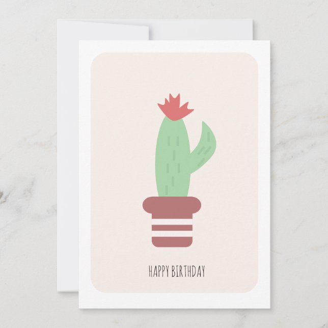 Cartão Simple Tall Green Desert Cactus Birthday Card (Frente)
