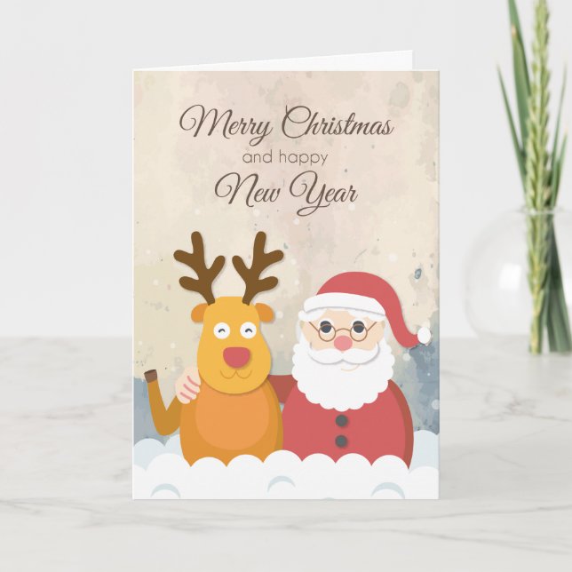 Cartão Simple Watercolor Christmas Holiday Greeting Card (Frente)