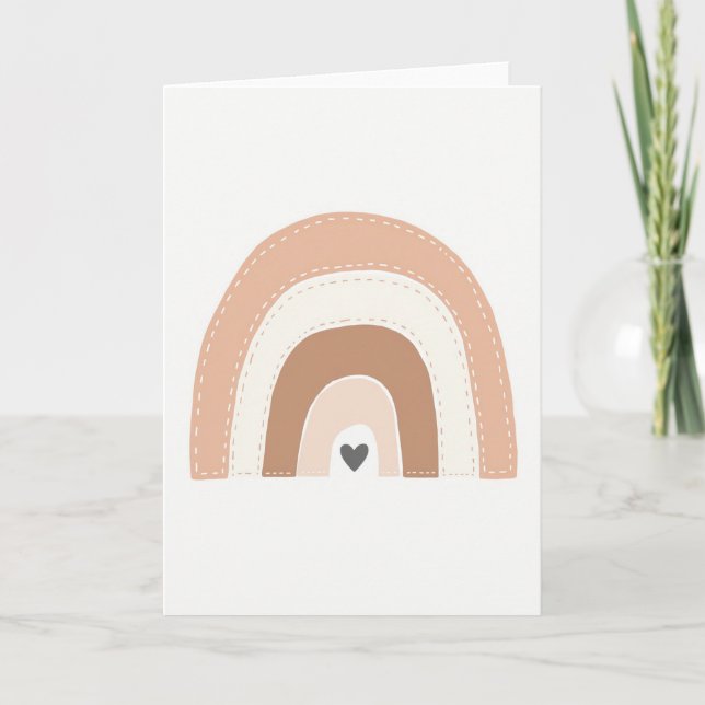 Cartão Simples Boho Coração Arco-Íris (Frente)