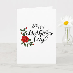 Cartão Simples Calligrafia Floral do Dia das Mães Feliz  
