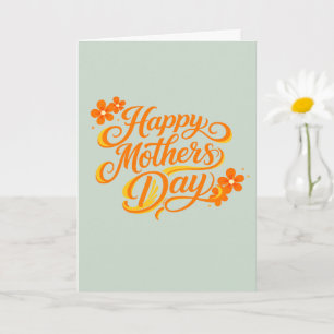 Cartão Simples Calligrafia Floral no Dia das Mães   