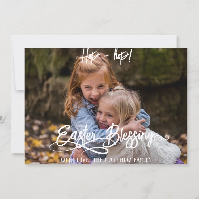 Cartão simples coelhinho de Páscoa simples para fotos bon (Frente)