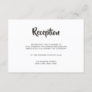 Cartão simples da recepção de casamento da