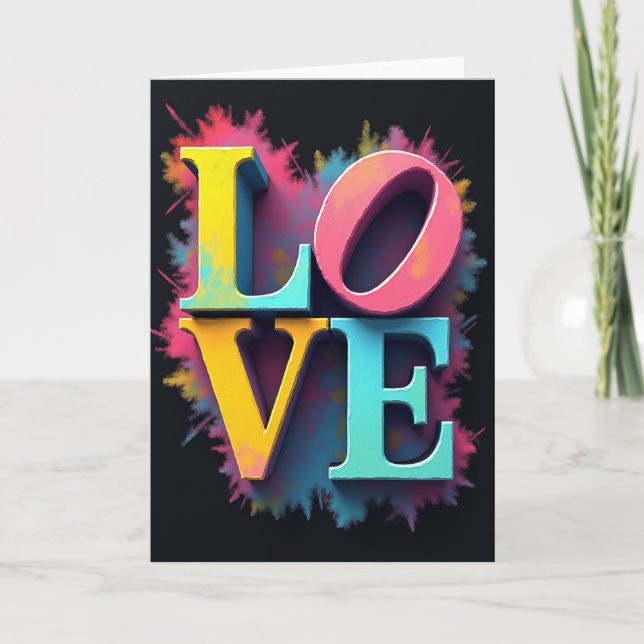Cartão Simples de Amor Pintado com Explosão (Frente)