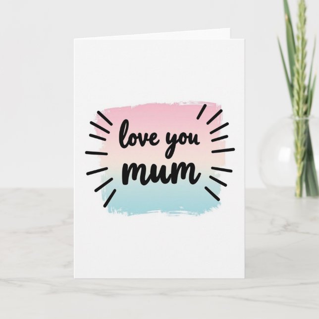 Cartão Simples de Arte 'Amo Você Mamãe' (Frente)