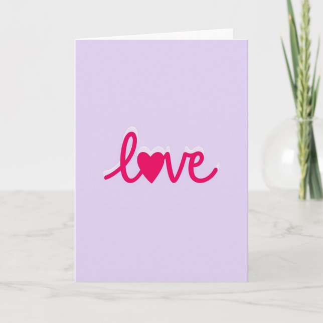 Cartão Simples de Camadas com Coração de Amor (Frente)
