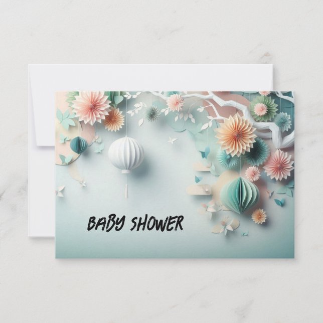 Cartão simples de convite para chá de fraldas (Frente)