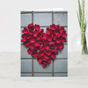 Cartão Simples de Coração Floral Vermelho