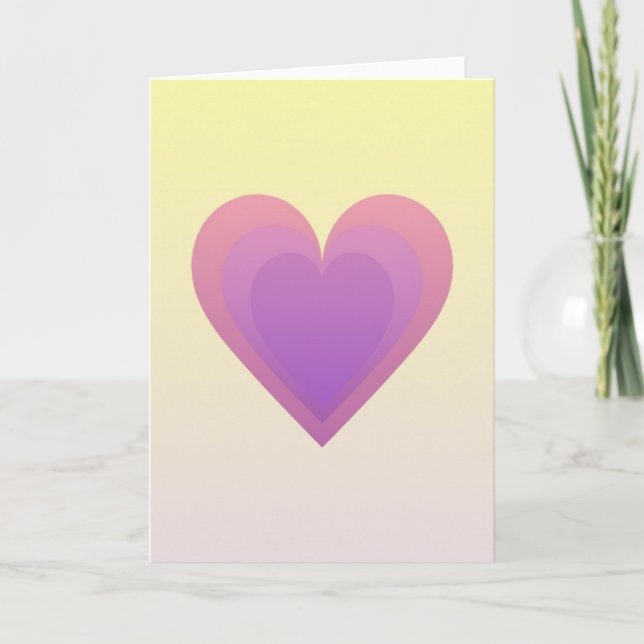 Cartão Simples de Coração Rosa Roxo (Frente)