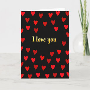 Cartão Simples de Corações de Amor com Folha de Ou