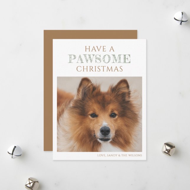 Cartão Simples de Férias de Natal com Foto de Cão (Frente/Verso In Situ)