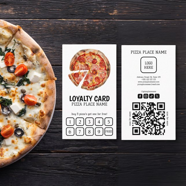 Cartão Simples de Lealdade de Código QR Pizzeria (Criador carregado)