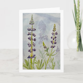 Cartão Simples de Lupinos em Aquarela