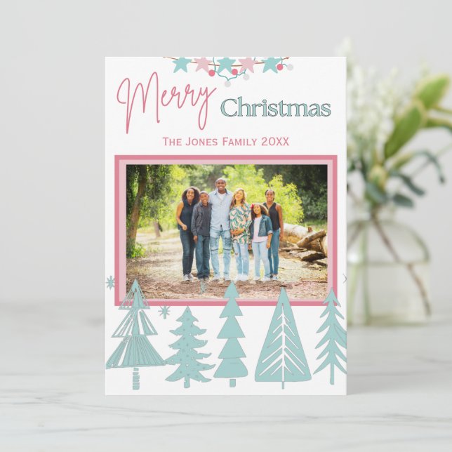 Cartão simples de saudação de Natal (Em pé/Frente)