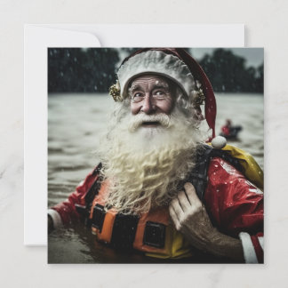 Cartão Simples de um Lado do Papai Noel Aussie Enc