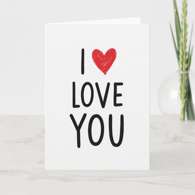 Cartão Simples Desenhado à Mão com Amor (Frente)